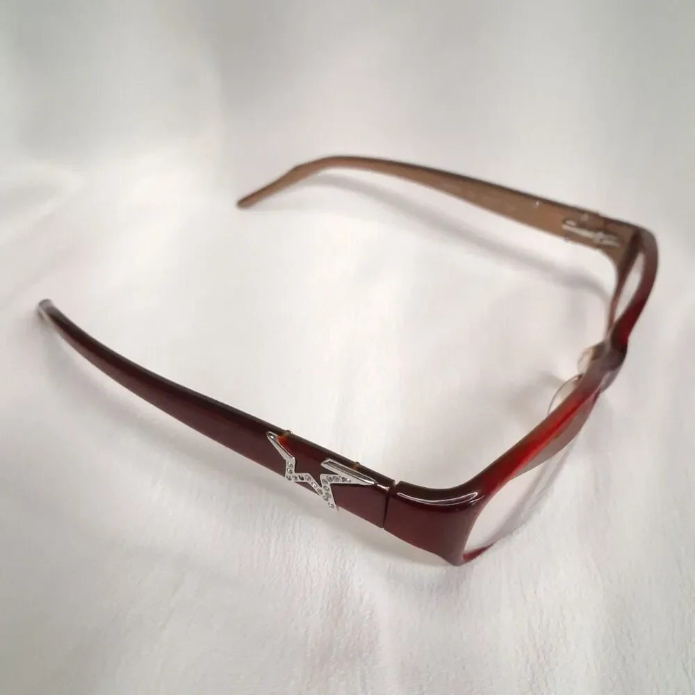 Vintage Thierry Mugler Frames Rare 80s 90s Gloss Red TM9083 Silver Star Glasses